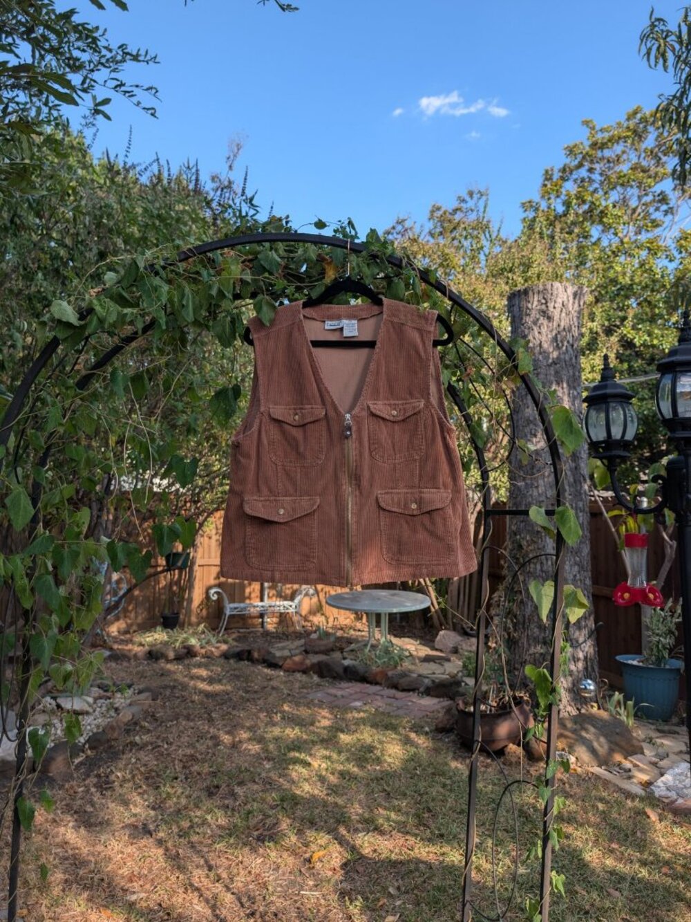 Vintage Capacity Brown Corduroy Utility Vest Large Zip Front